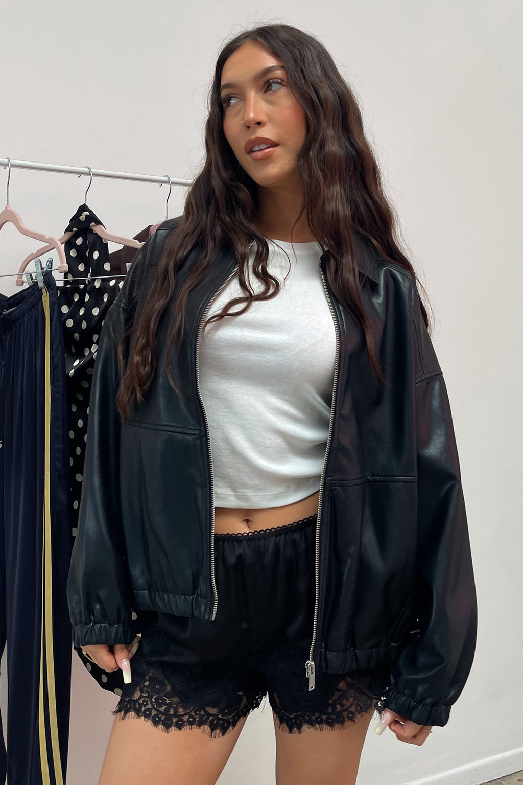 All Roads Black Faux Leather Oversized Jacket
