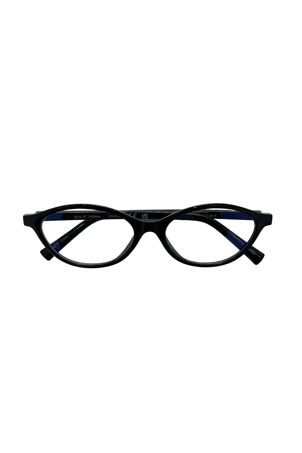 12 Black Slim Oval Blue Light Glasses