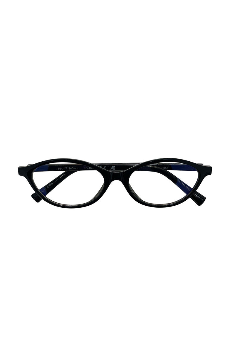 12 Black Slim Oval Blue Light Glasses