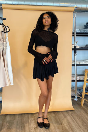 Easy Choice Black Asymmetrical Hem Skirt