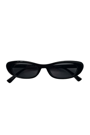 24 Black Slim Retro Sunglasses
