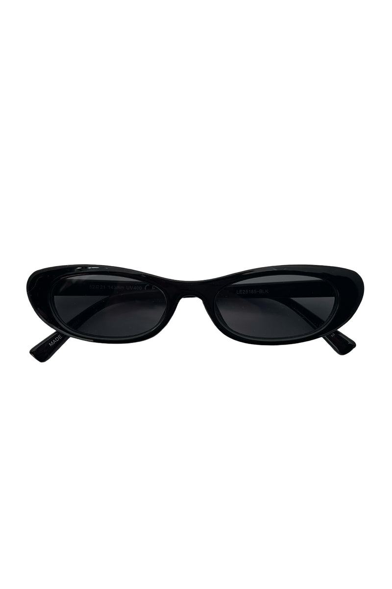 24 Black Slim Retro Sunglasses