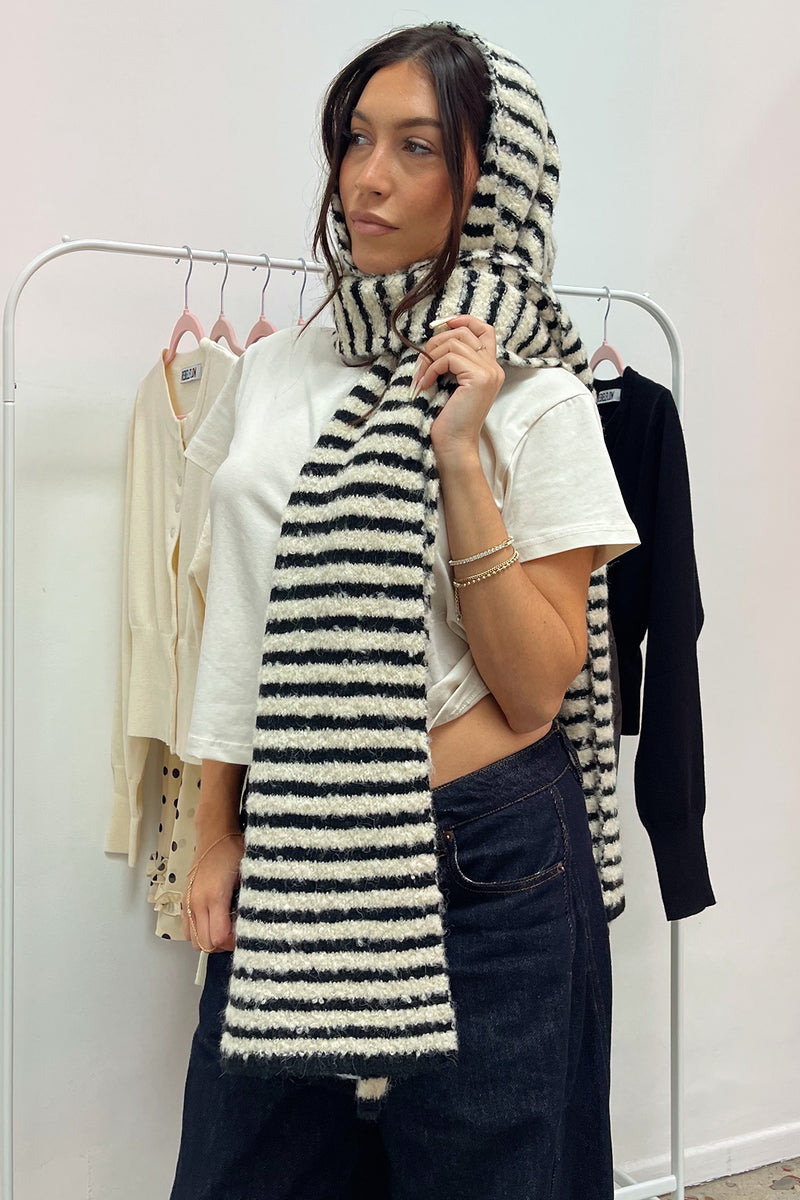 Switching Lanes Black and Cream Stripe Scarf