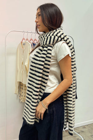 Switching Lanes Black and Cream Stripe Scarf