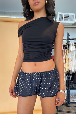 Onyx Black Asymmetrical Off the Shoulder Top