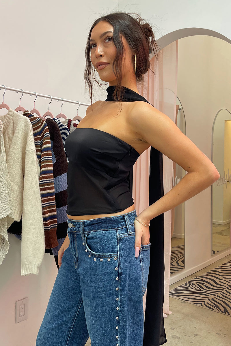 Show Stopper Black Tube Top with Scarf Set