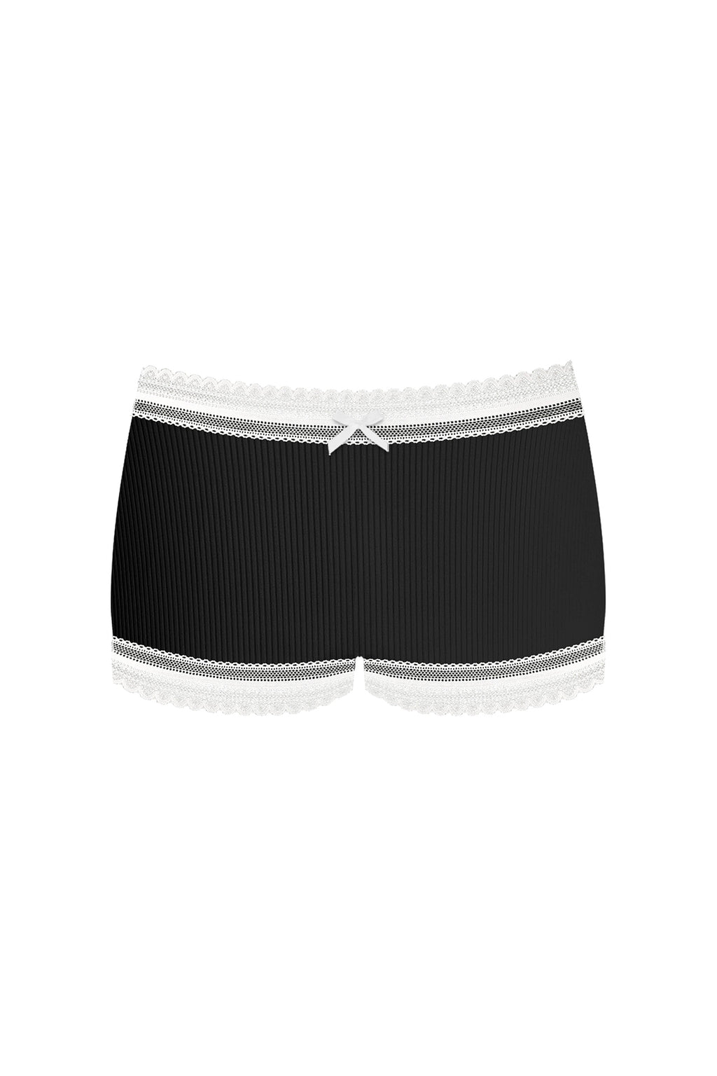 Emilia Black with White Lace Trim Mini Shorts