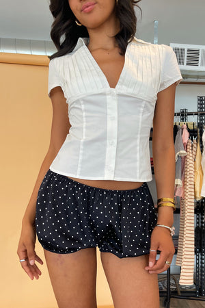 On the Dot Black with White Polka Dot Bloomer Shorts