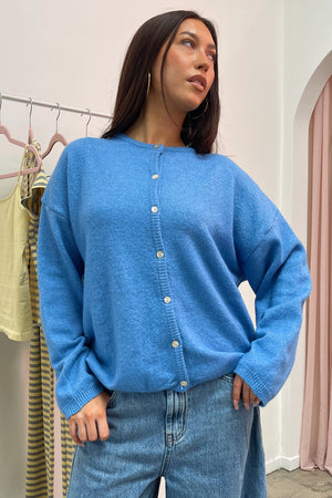 Collins Blue Plush Button Up Cardigan