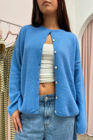 Collins Blue Plush Button Up Cardigan