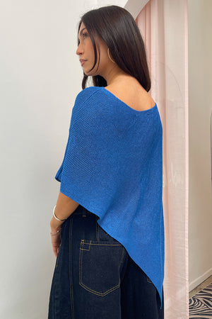 Marrakesh Blue Shimmer Asymmetrical Poncho