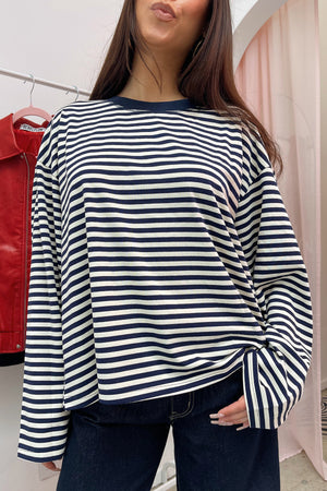 Current Sitch Navy Stripe Long Sleeve Top