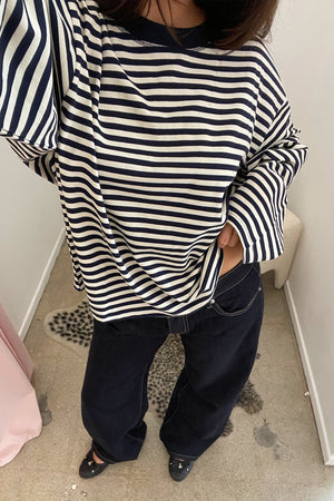 Current Sitch Navy Stripe Long Sleeve Top