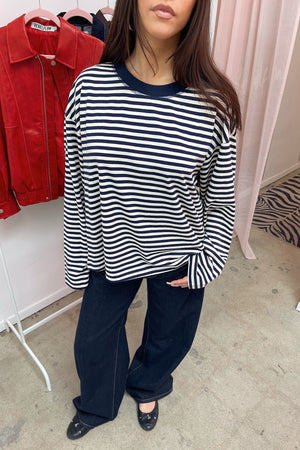 Current Sitch Navy Stripe Long Sleeve Top