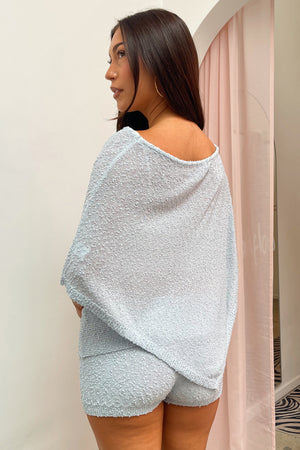 Be Together Baby Blue Textured Knit Poncho