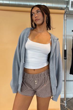 Cooper Dusty Blue Knit Zip Up Hoodie