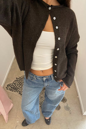 Blythe Chocolate Button Up Cardigan