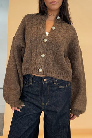 Ruby Chocolate Cable Knit Cardigan