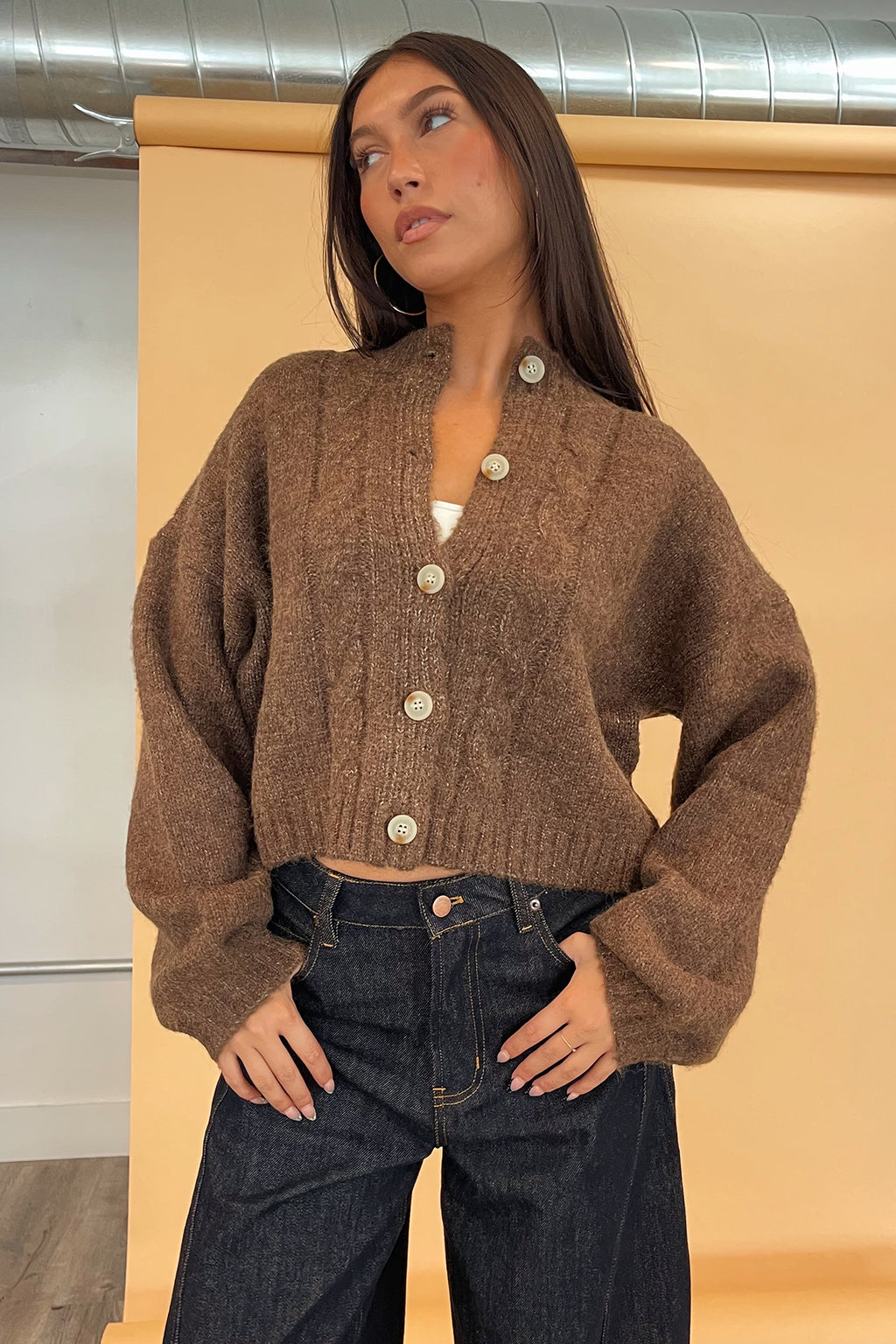 Ruby Chocolate Cable Knit Cardigan