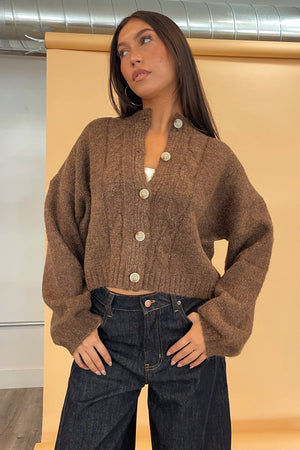 Ruby Chocolate Cable Knit Cardigan