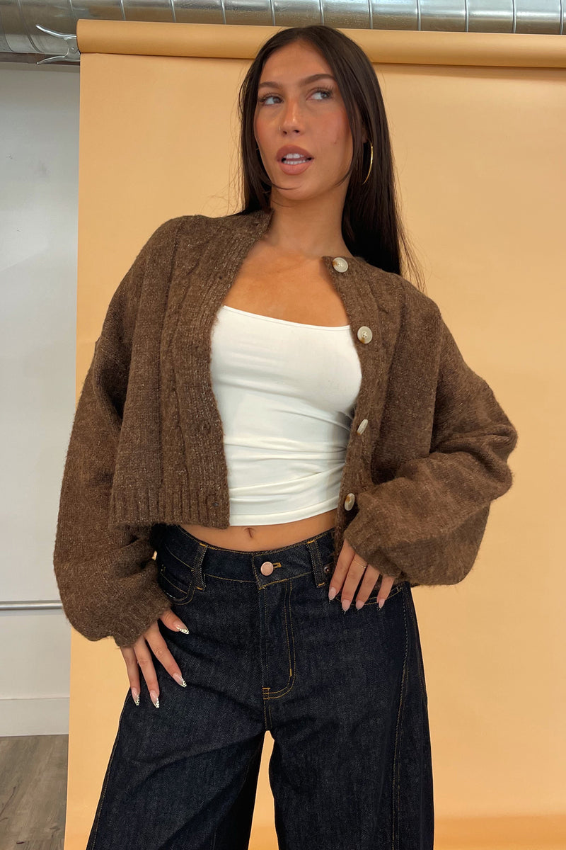 Ruby Chocolate Cable Knit Cardigan