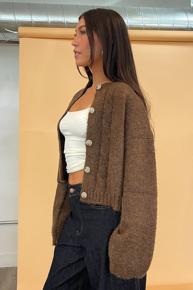 Ruby Chocolate Cable Knit Cardigan