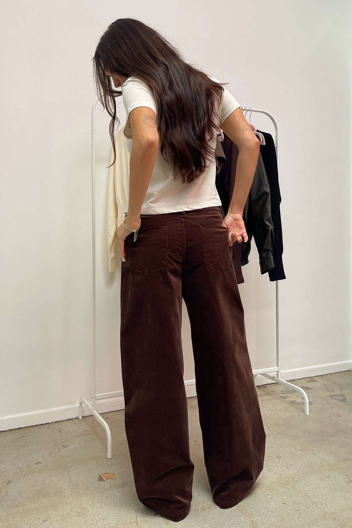 brown corduroy dress pants Brown Retro High-Waisted Straight-Leg Curled Corduroy Men's Trousers Brown / 29W x 28L