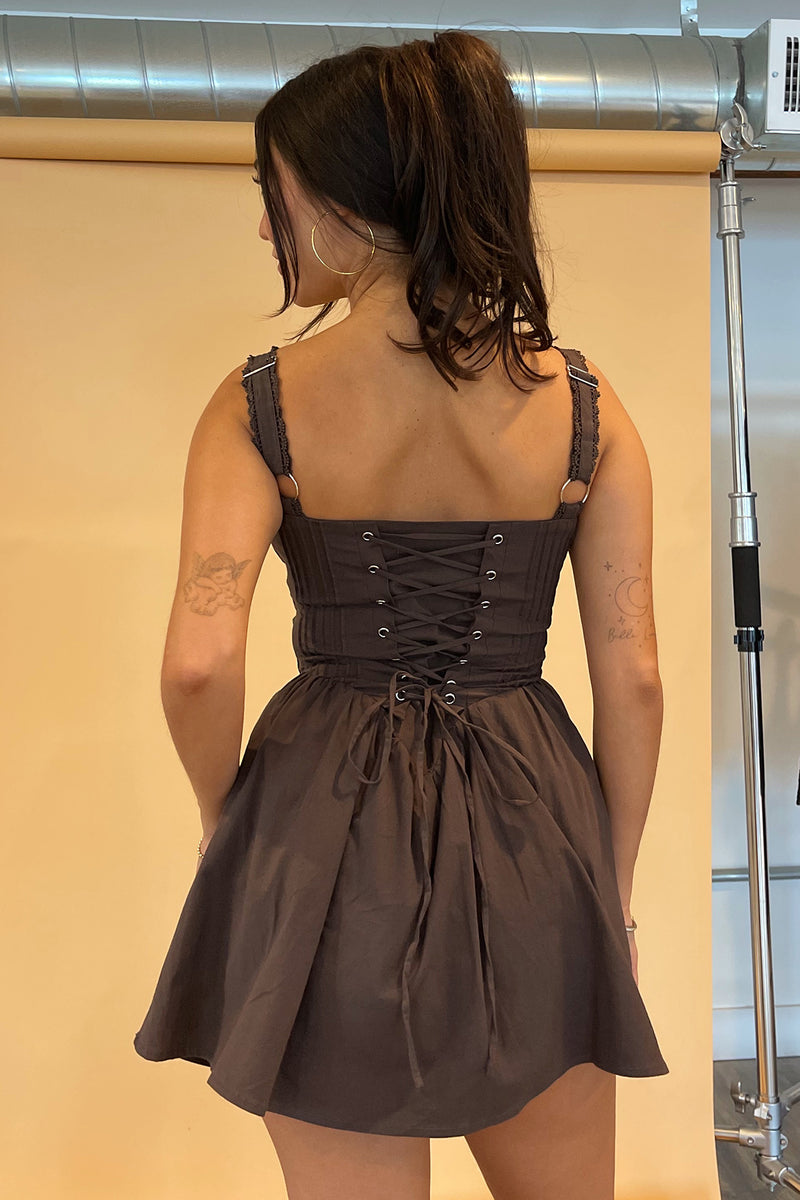 Close to You Brown Cottage Mini Dress