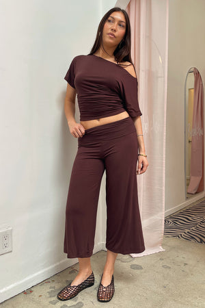 Set List Brown Foldover Gaucho Capris