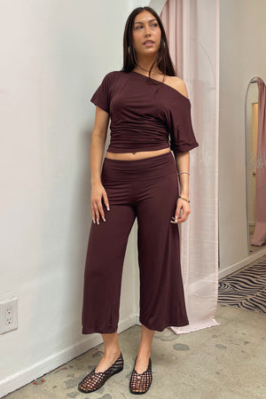 Set List Brown Foldover Gaucho Capris