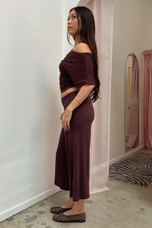 Set List Brown Foldover Gaucho Capris