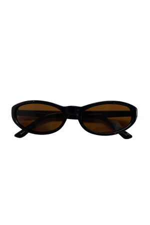 26 Black with Brown Lens Slim Retro Sunnies