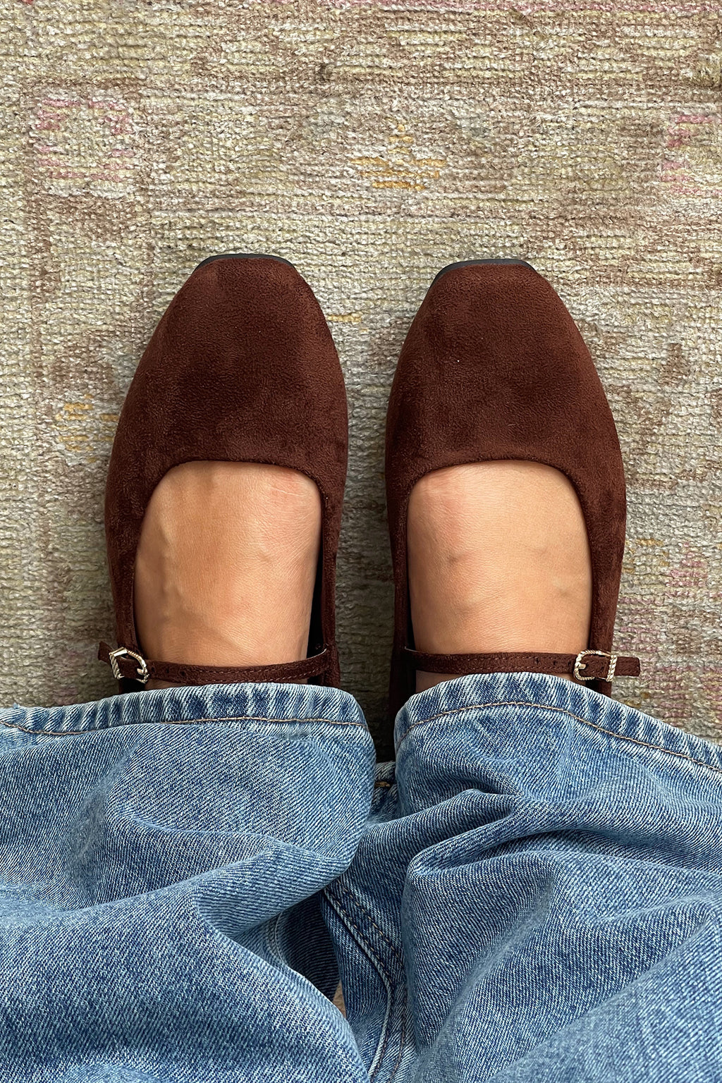 True Story Brown Suede Mary Jane Ballet Flats