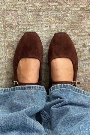 True Story Brown Suede Mary Jane Ballet Flats