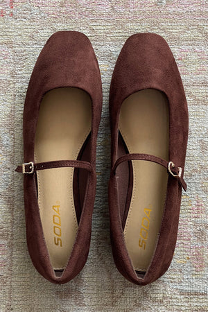 True Story Brown Suede Mary Jane Ballet Flats