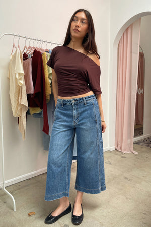 In Tune Brown Wide Neck Top