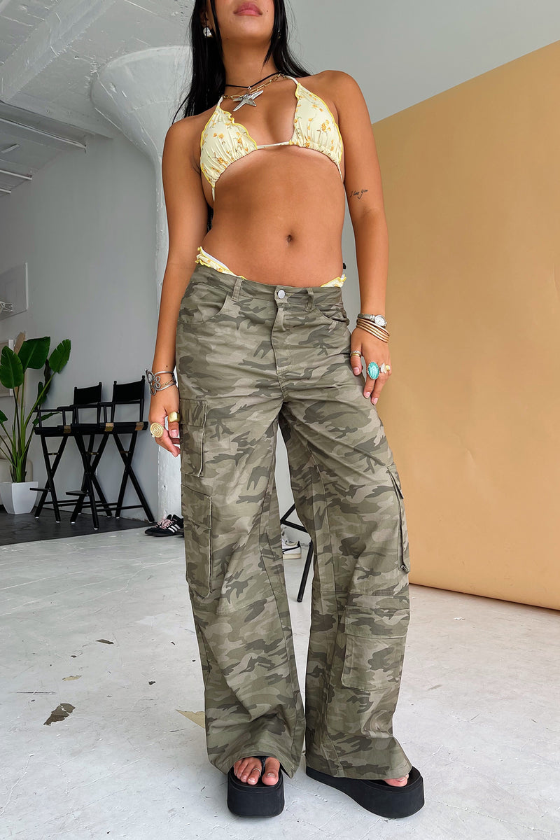 Cadet Kelly Muted Camo Wide Leg Cargo Pants