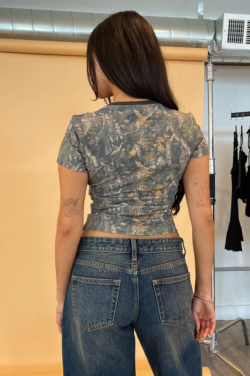 Tate Camo with Contrast Trim Baby Tee