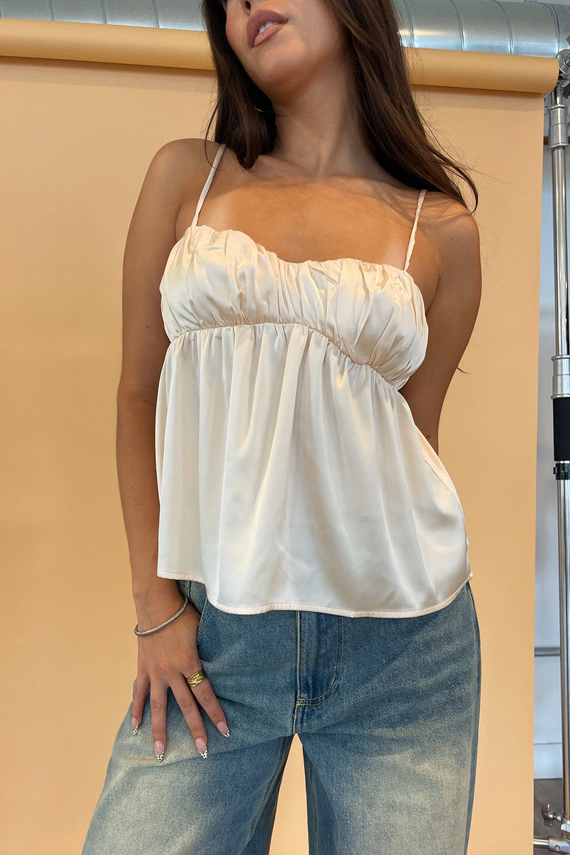 Prosecco Champagne Satin Babydoll Tank Top