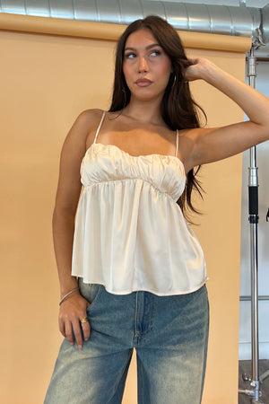 Prosecco Champagne Satin Babydoll Tank Top