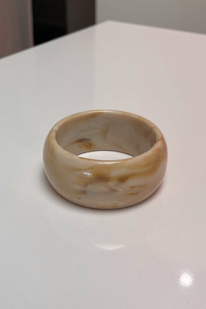 Cream with Tan Marble Opaque Resin Bangle