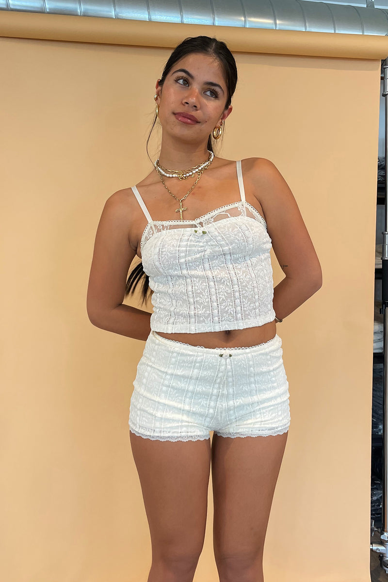 Franchesca Ivory Opaque Lace Boy Shorts