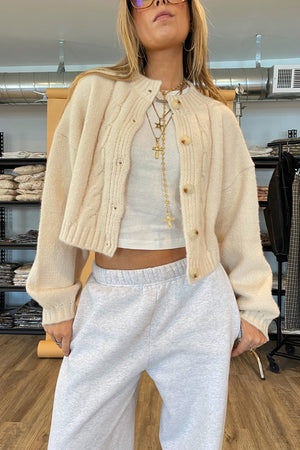 Ruby Cream Cable Knit Cardigan