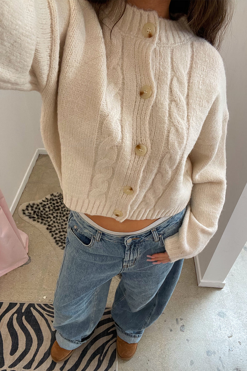 Ruby Cream Cable Knit Cardigan
