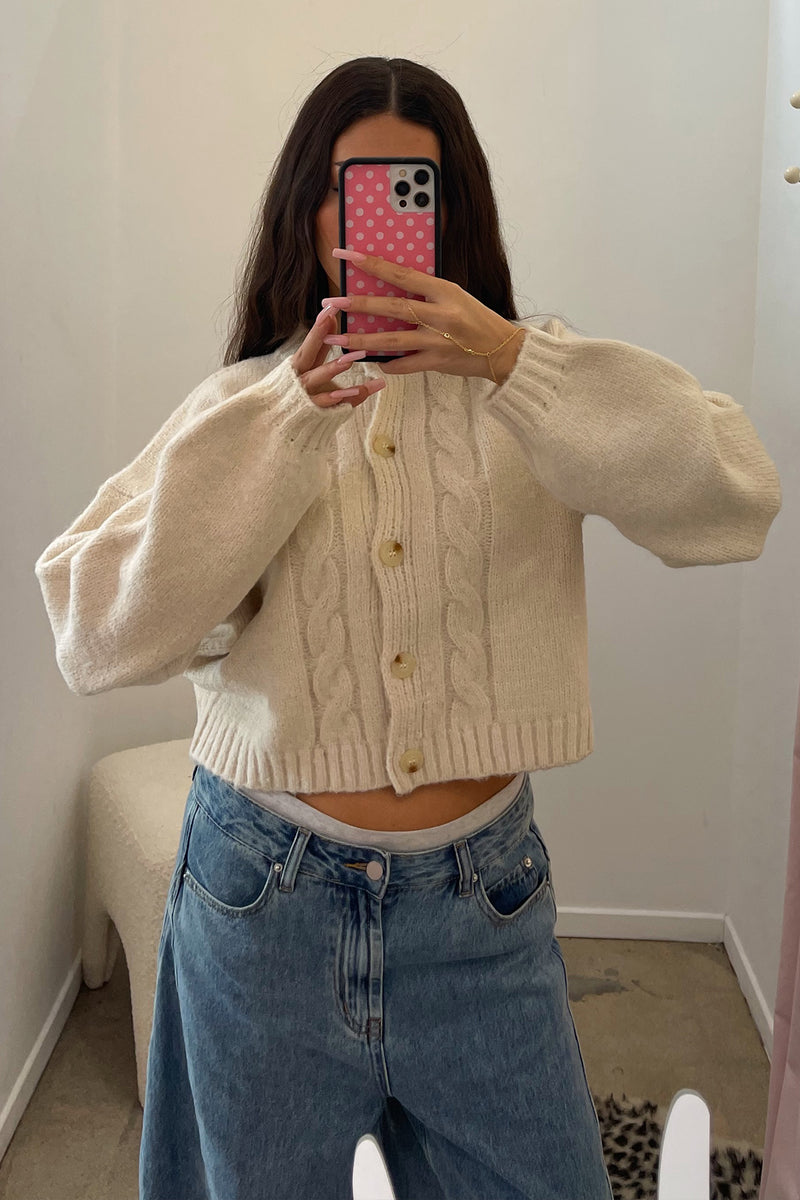 Ruby Cream Cable Knit Cardigan