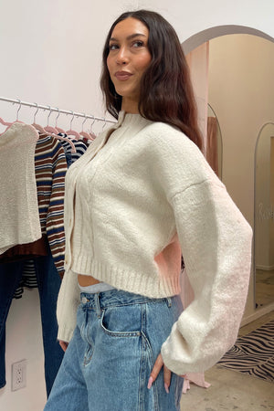 Ruby Cream Cable Knit Cardigan