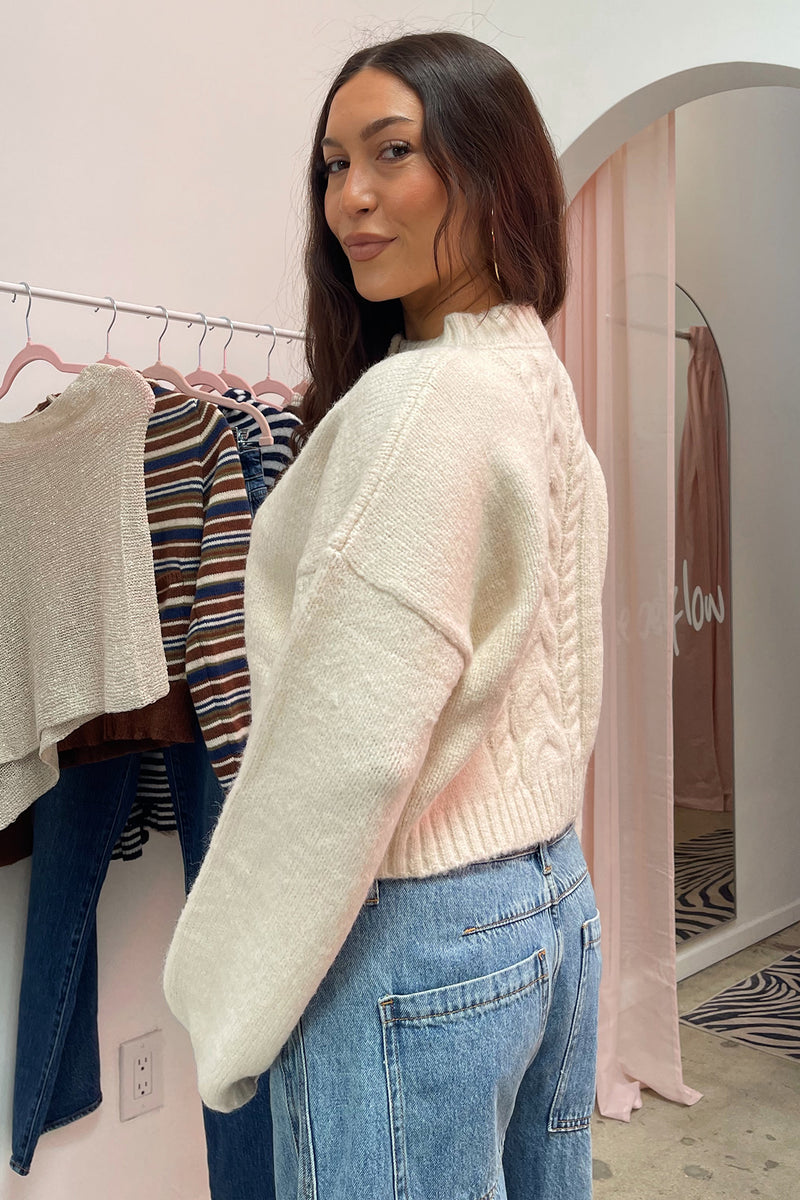Ruby Cream Cable Knit Cardigan