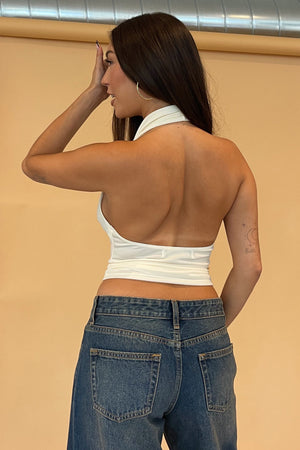 Monet Cream Cowl Neck Halter Top