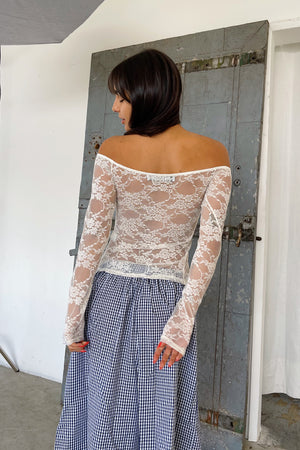 Gossip Girl Cream Lace Long Sleeve Top