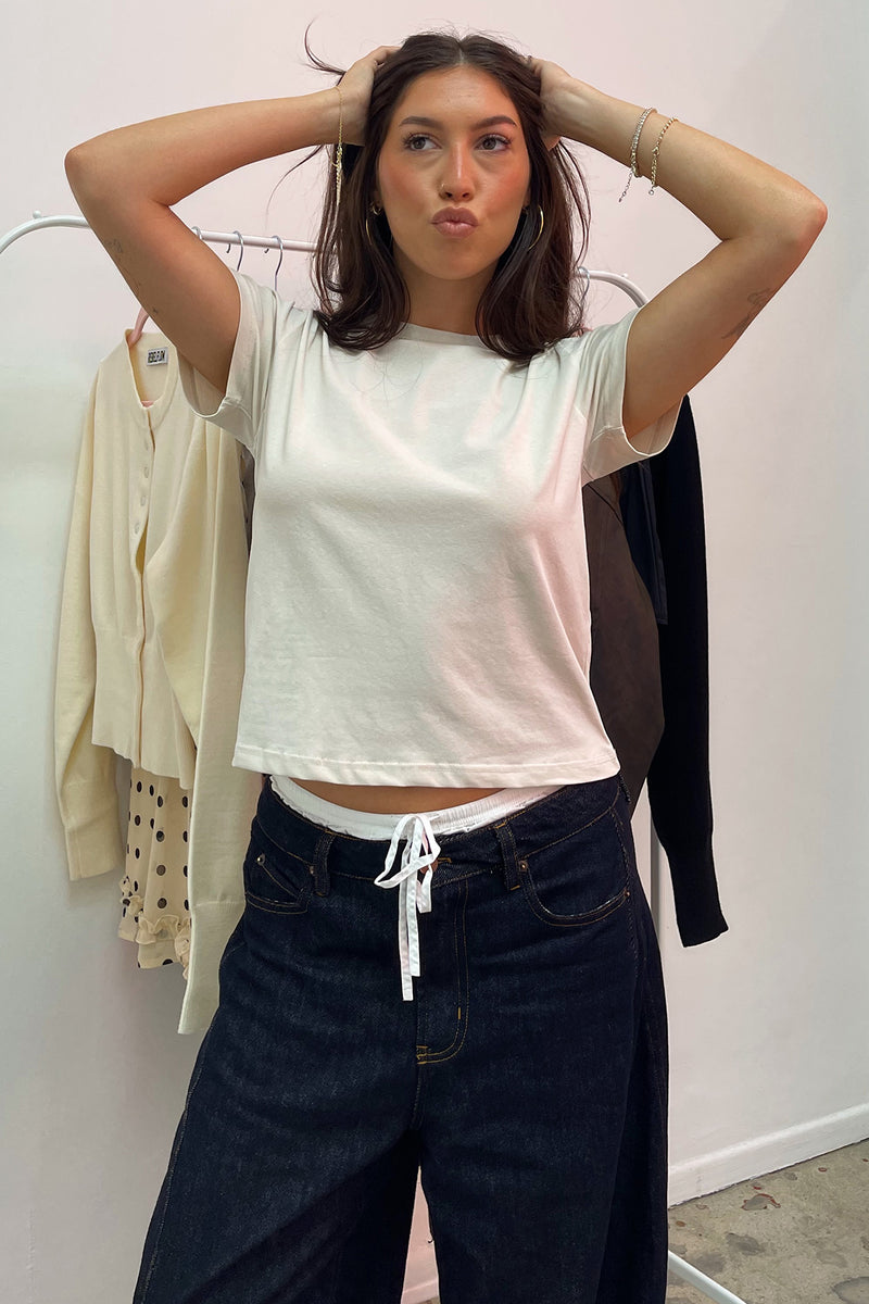 On the Daily Cream Loose Baby Tee